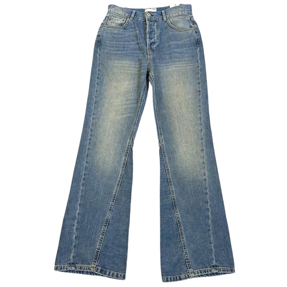 Free People Western Bohemian Serafin Boot Cut Jeans Light Vintage Wash Size 27 - Picture 3 of 12